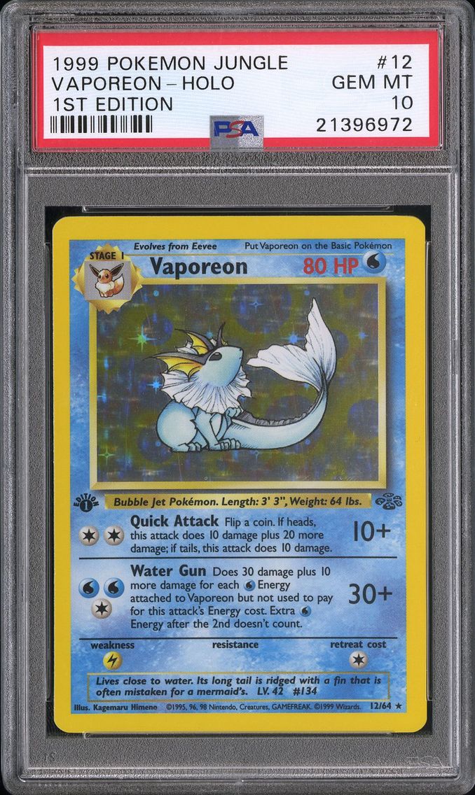 1999 #12 Vaporeon-Holo 1st Editi