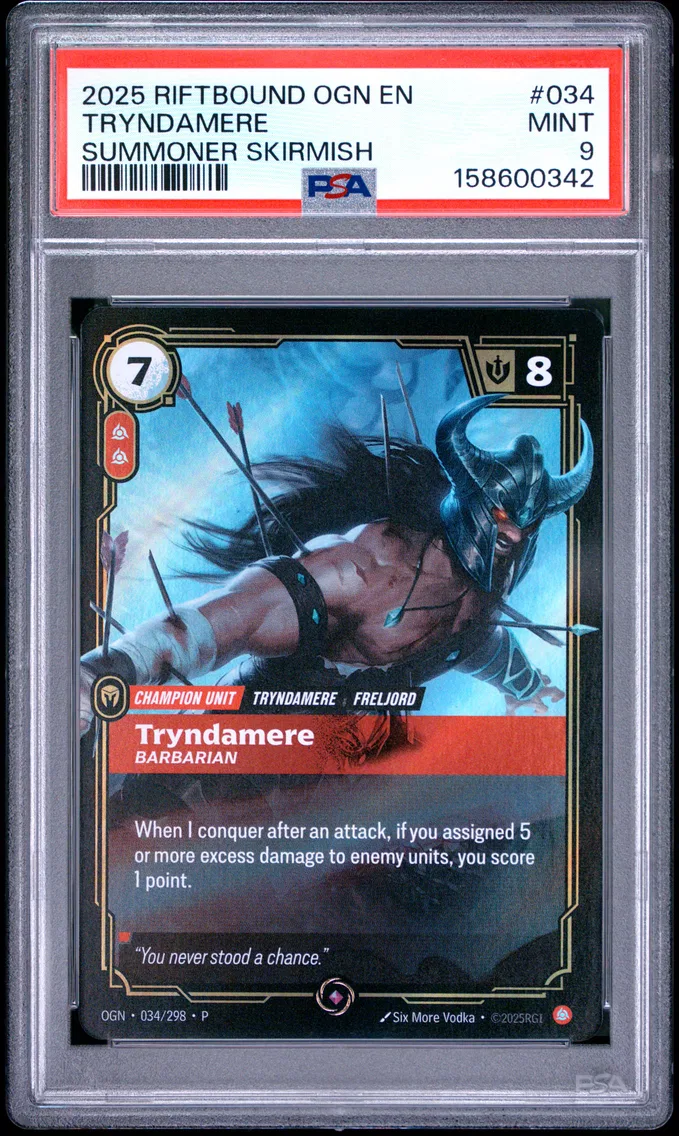 2025 #034 Tryndamere - Barbarian PSA 9 Riftbound: League of Legends Ogn-Origins