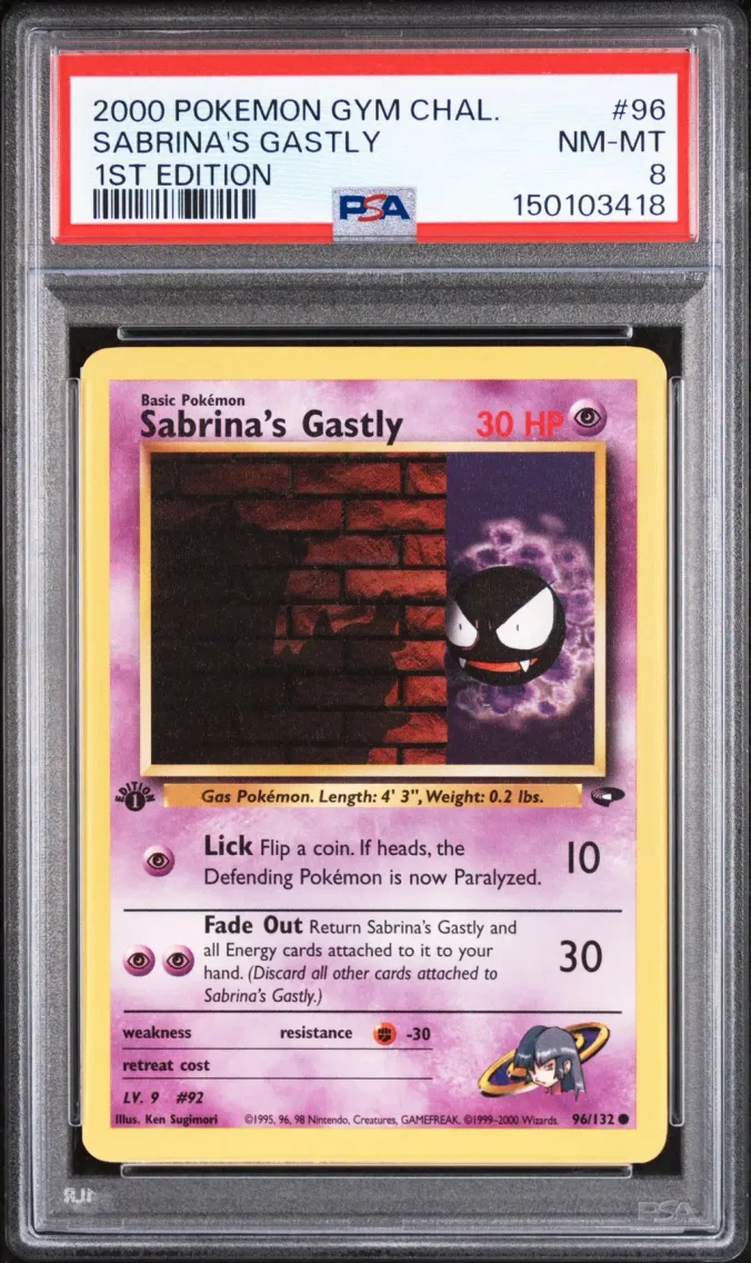 2000 Pokemon Gym Challenge Sabrina's Gastly 1st Edition Gym Challenge #96 PSA 8