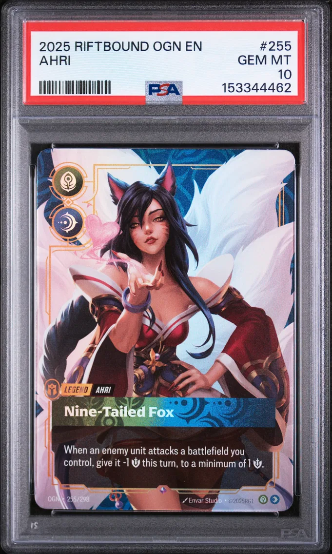 2025 #255 Ahri - Nine-Tailed Fox PSA 10 Riftbound: League of Legends Ogn-Origins