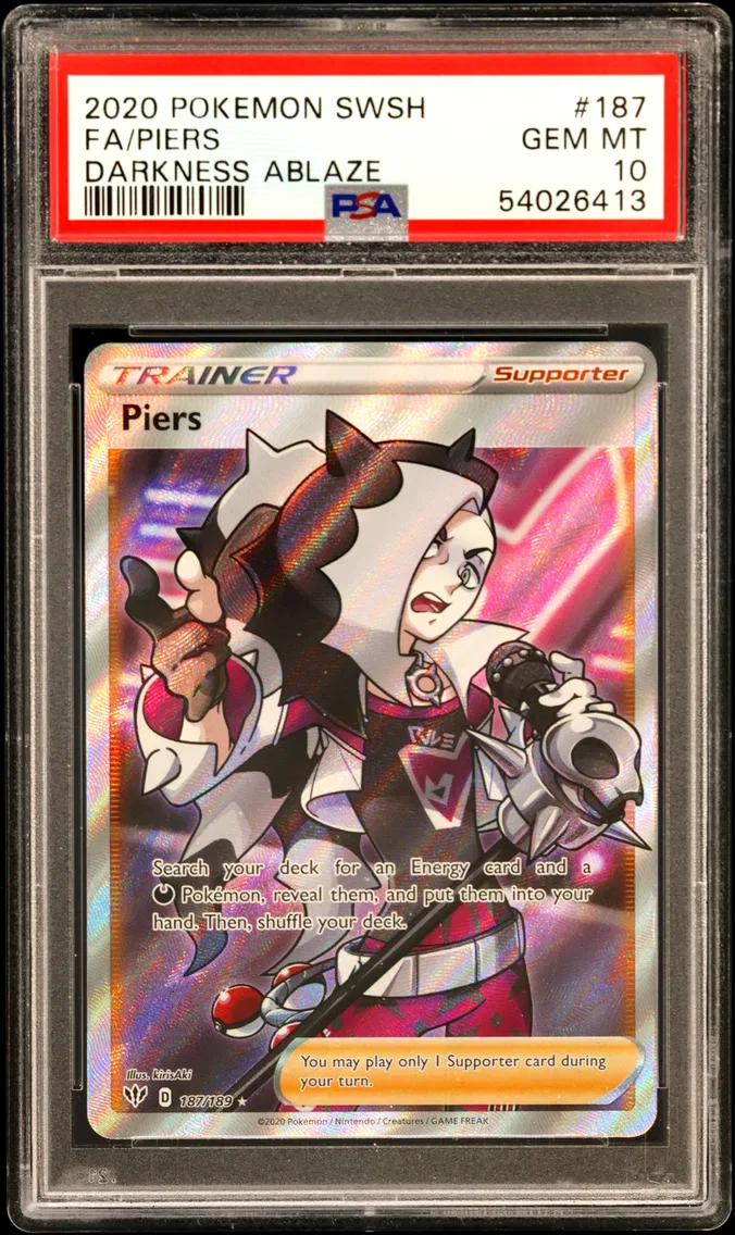 2020 #187 Full Art/Piers PSA 10 Sword & Shield Darkness Ablaze
