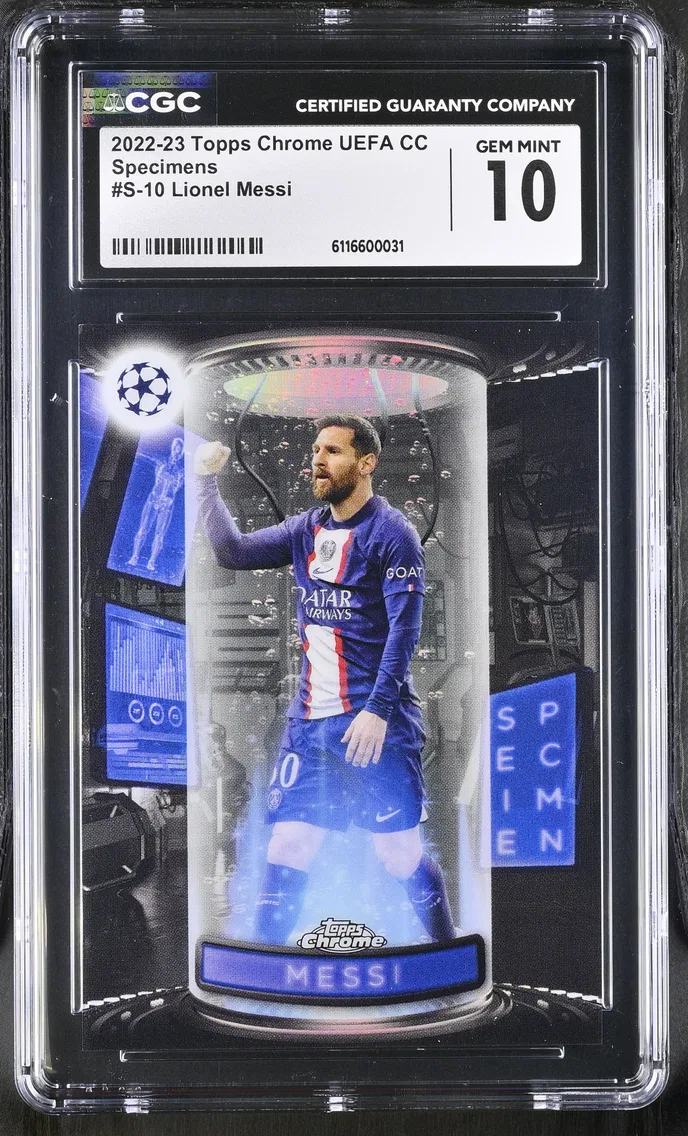 2022 #S-10 Lionel Messi CGC 10 Topps Chrome UEFA CC