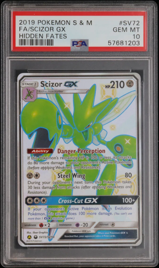2019 #SV72 Full Art/Scizor GX PSA 10 Sun & Moon Hidden Fates