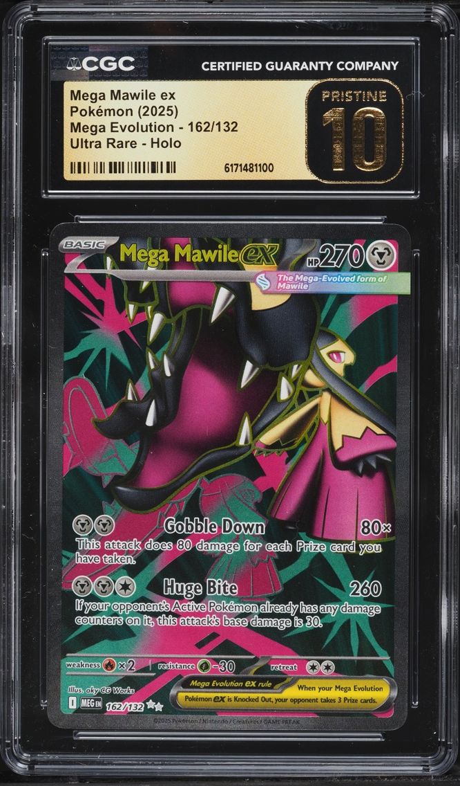 2025 Pokemon Mega Evolution Full Art Mega Mawile Ex #162 CGC 10 PRISTINE
