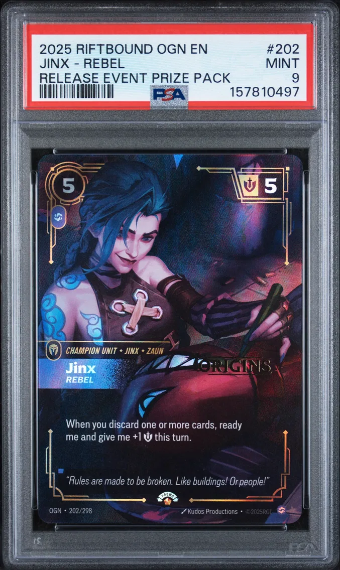 2025 #202 Jinx - Rebel PSA 9 Riftbound: League of Legends Ogn-Origins