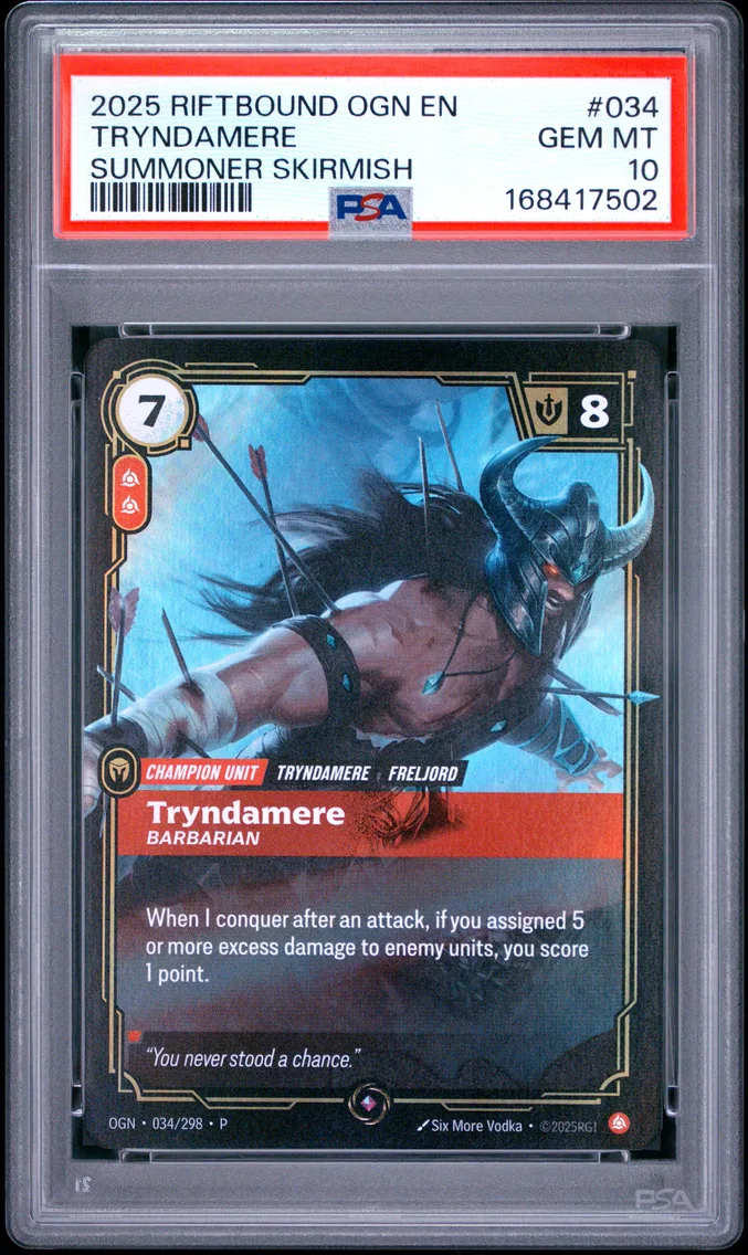 2025 #034 Tryndamere - Barbarian PSA 10 Riftbound: League of Legends Ogn-Origins