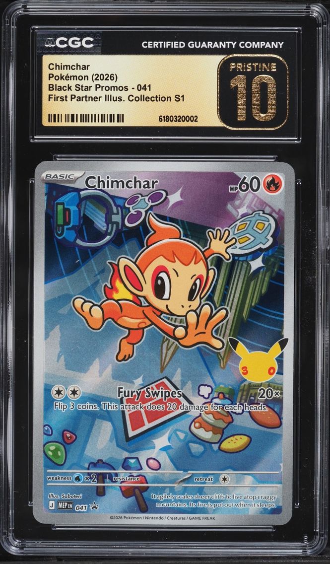 2026 Pokemon Mega Promo First Partner S1 Full Art Chimchar #41 CGC 10 PRISTINE