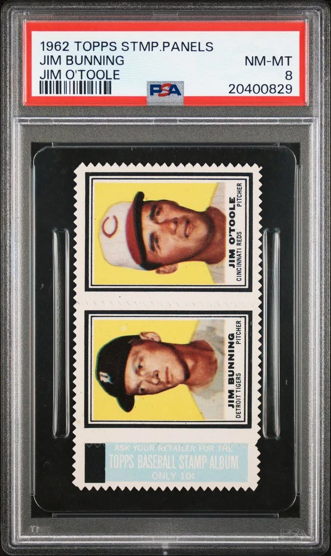 1962 #NA Jim Bunning PSA 8 Topps Stamp Panels
