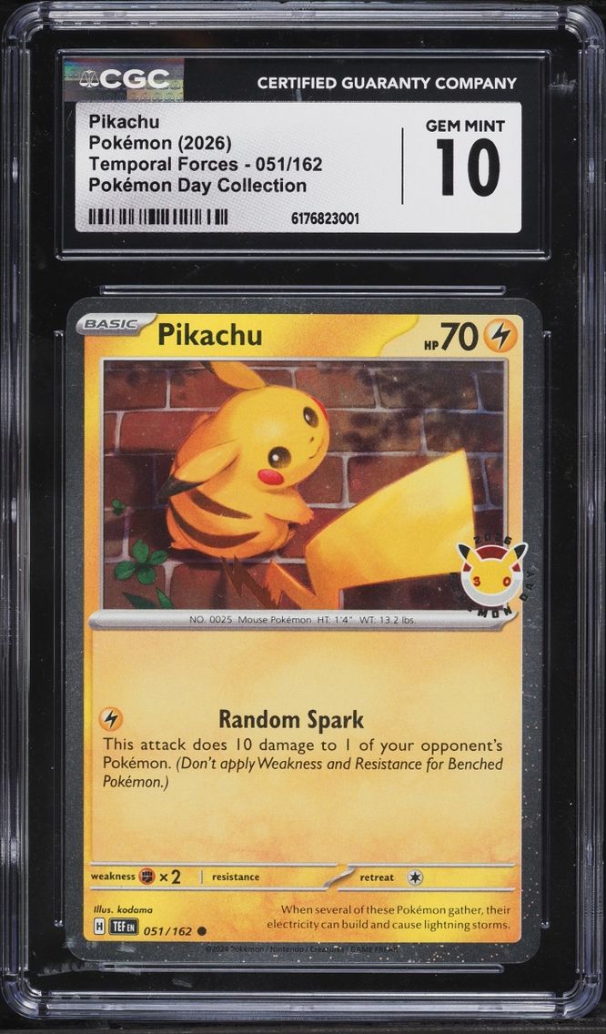 2026 Pokemon Scarlet & Violet Temporal Forces Day Collection Pikachu #51 CGC 10 GEM MINT