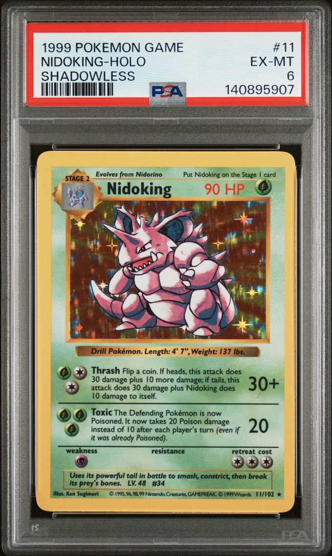 1999 #11 Nidoking-Holo Shadowless PSA 6 Game Pokemon