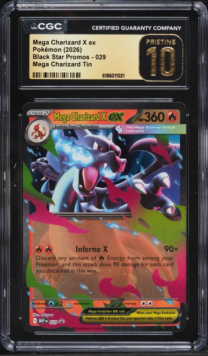 2026 #29 Mega Charizard X Ex CGC 10 Pokemon Mega Evolution Promo Tin