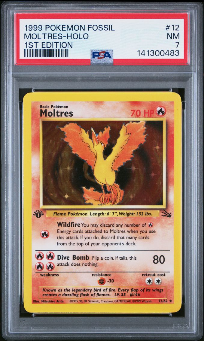 1999 #12 Moltres-Holo 1st Edition PSA 7 Fossil Pokemon