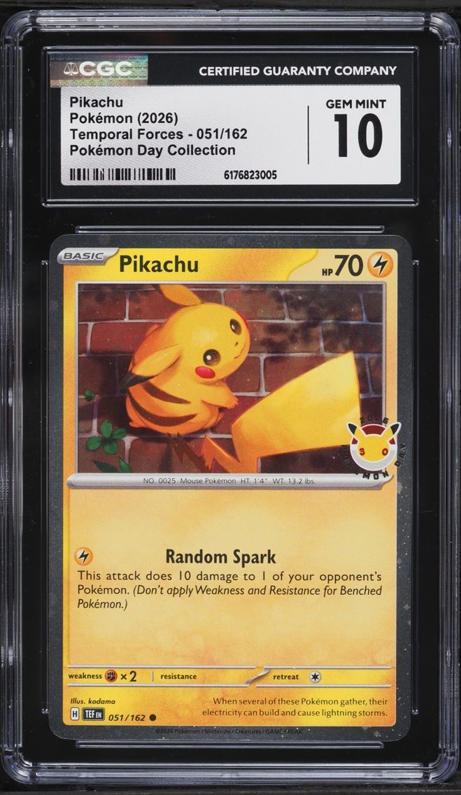 2026 Pokemon Scarlet & Violet Temporal Forces Day Collection Pikachu #51 CGC 10 GEM MINT