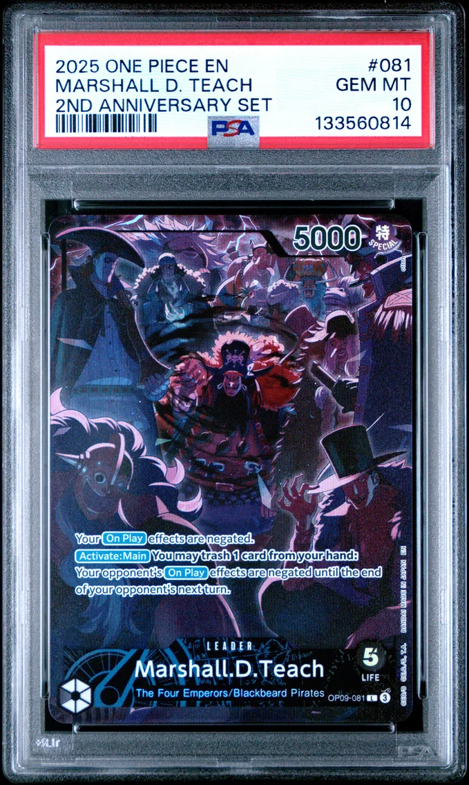 2025 #081 Marshall D. Teach PSA 10 One Piece English Version 2nd Anniversary Set