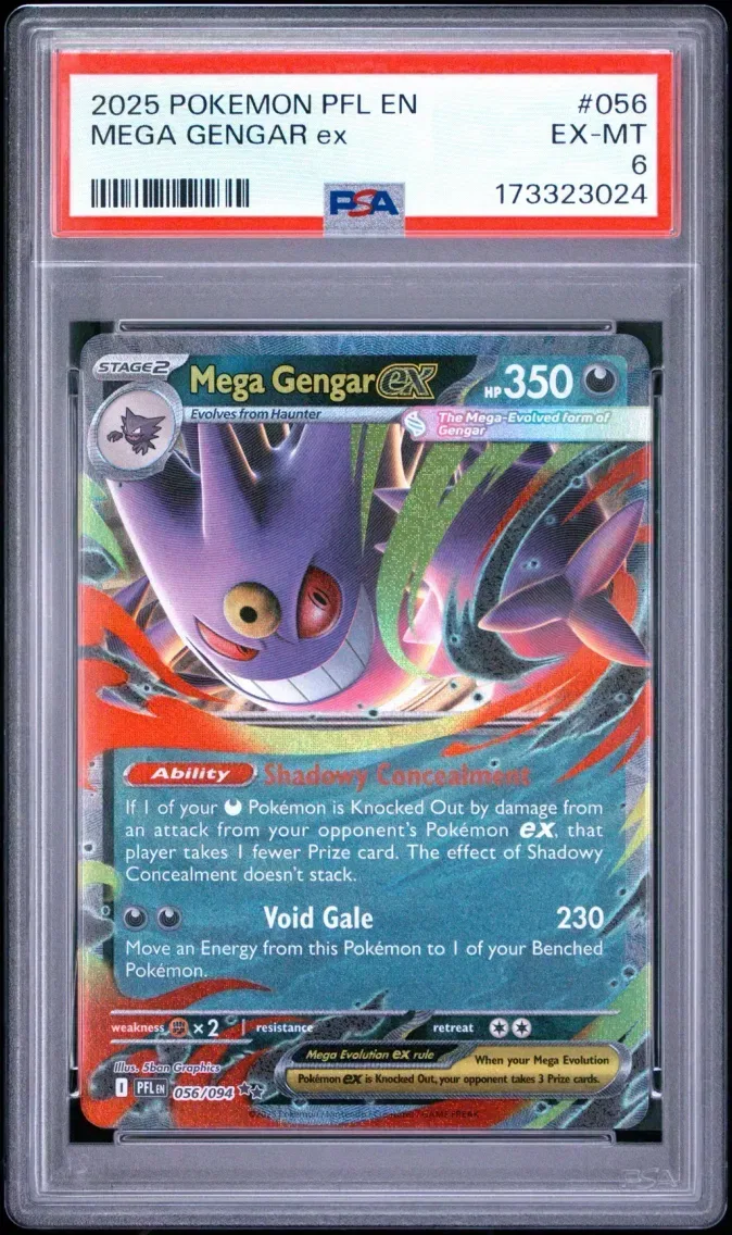 2025 Pokemon Pfl EN-Phantasmal Flames Mega Gengar EX Pfl EN-Phantasmal Flames #056 PSA 6