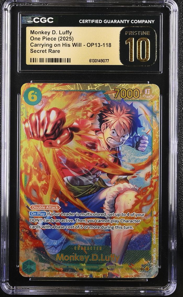 2025 #OP13-118 Monkey D. Luffy CGC 10 Pristine Carrying on His Will (OP13) - English