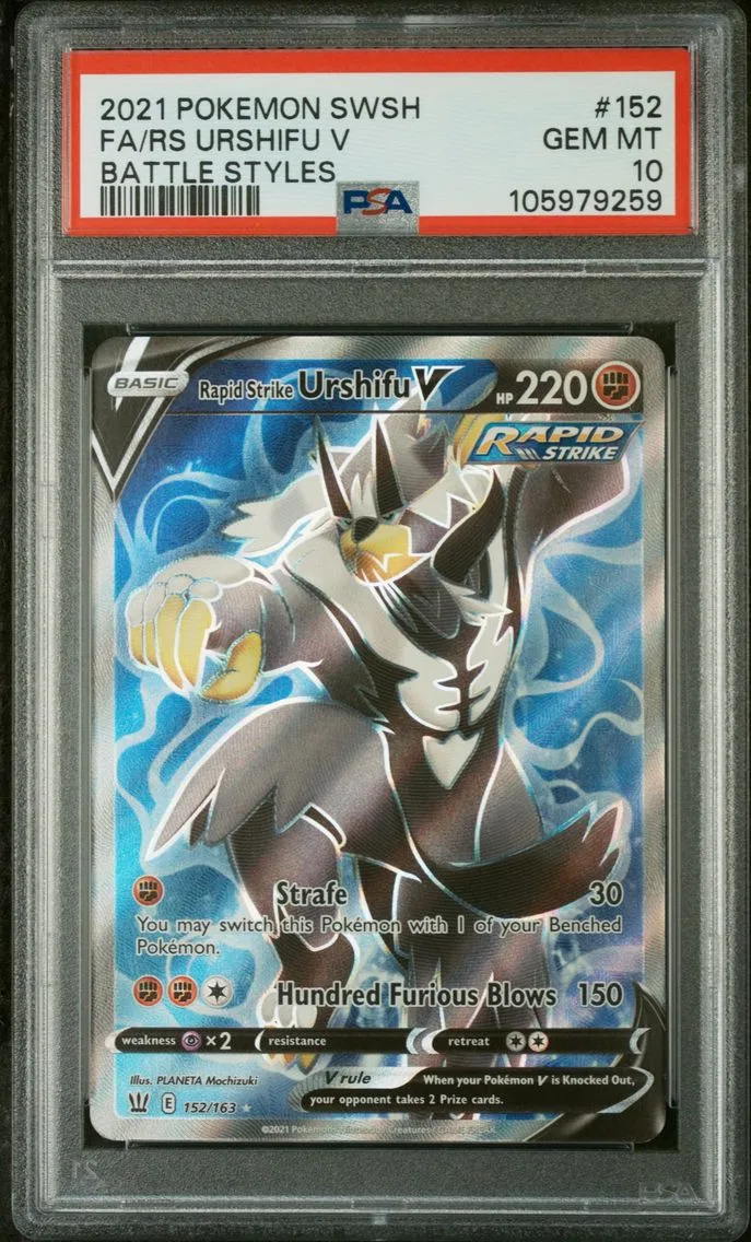 2021 #152 Full Art/Rapid Strike Urshifu V PSA 10 Sword & Shield Battle Styles