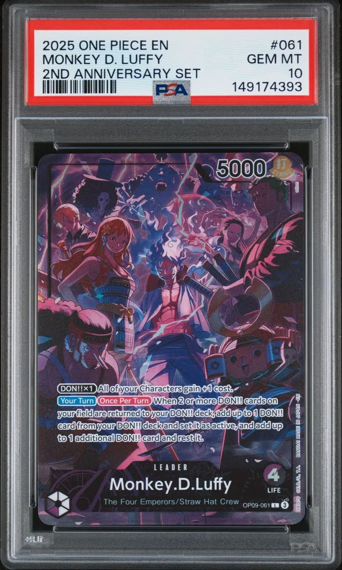 2025 #061 Monkey D. Luffy PSA 10 One Piece English Version 2nd Anniversary Set