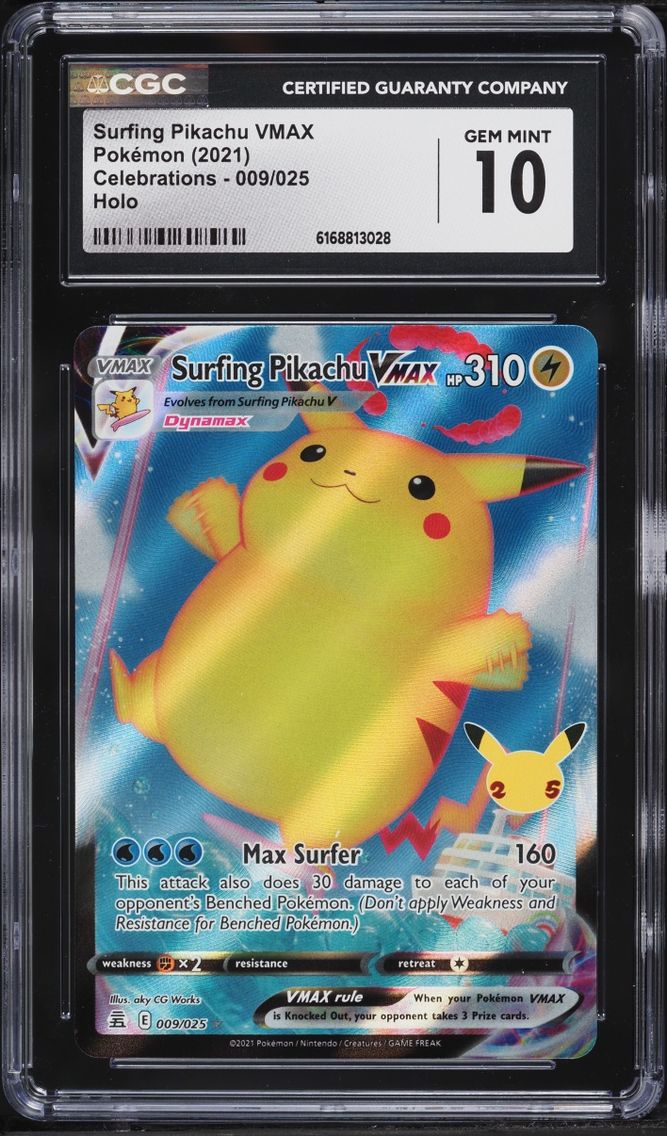 2021 Pokemon Sword & Shield Celebrations Full Art Surfing Pikachu VMAX #9 CGC 10 GEM MINT