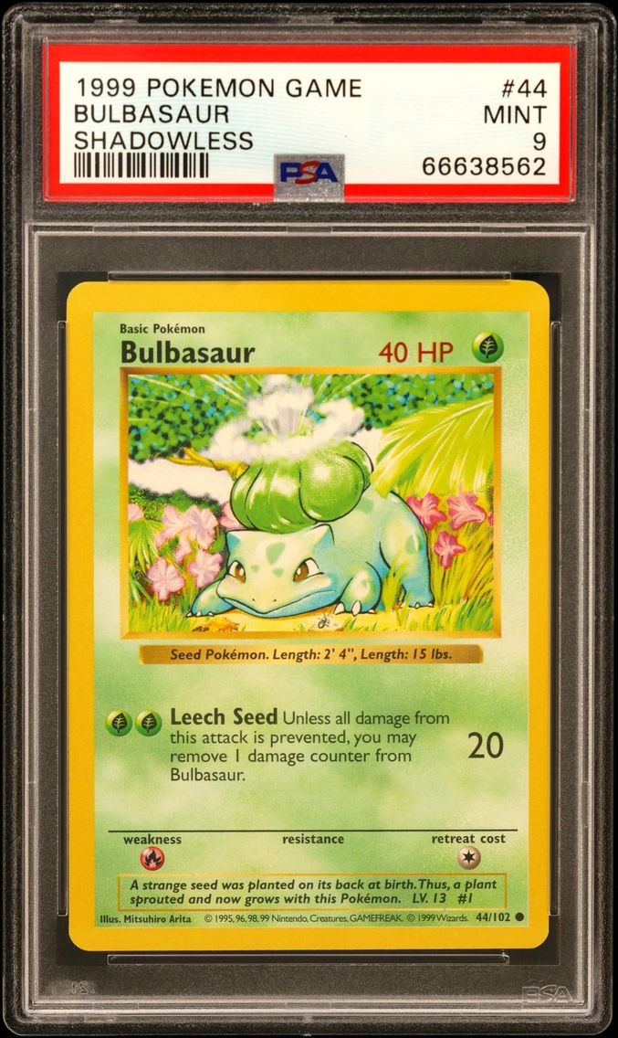 1999 #44 Bulbasaur Shadowless PSA 9 Game
