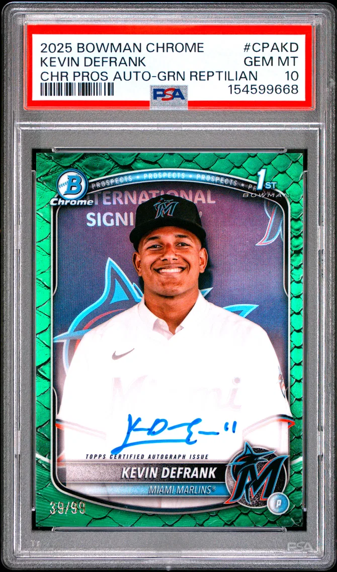 2025 #CPAKD Kevin Defrank PSA 10 Bowman Chrome Prospect Autographs