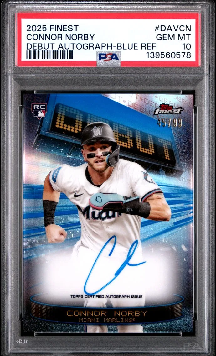 2025 #DAVCN Connor Norby PSA 10 Topps Finest Debut Autographs