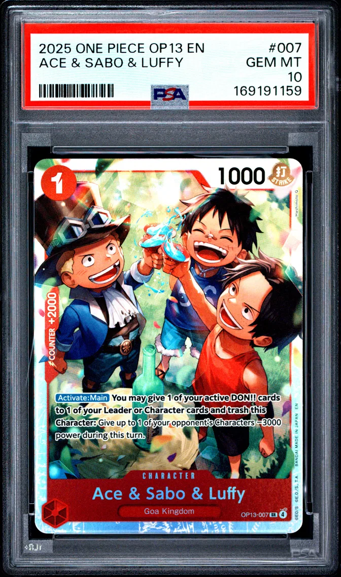 2025 #007 Ace & Sabo & Luffy PSA 10 One Piece OP13-Carrying on His Will