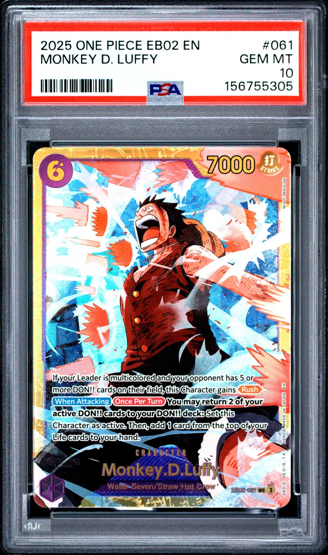 2025 #061 MONKEY D. LUFFY PSA 10 One Piece EB02-Extra Booster -Anime 25th Collection-