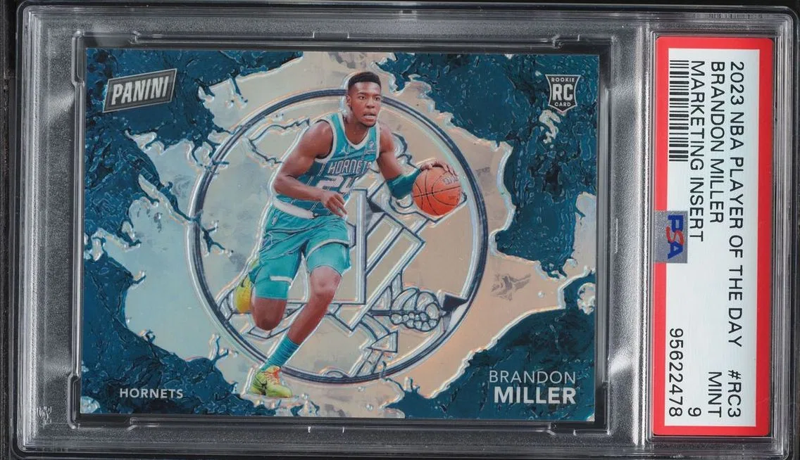 2023 Panini NBA Player Of The Day Marketing Insert Brandon Miller ROOKIE /99 #RC3 PSA 9 MINT