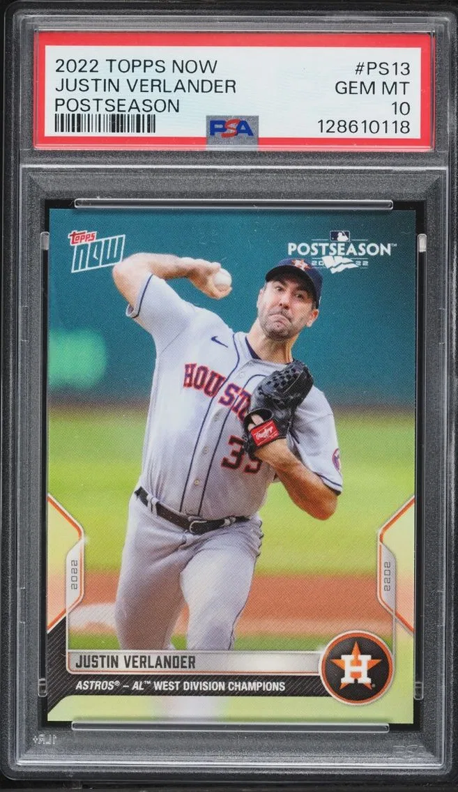 2022 Topps Now Postseason Justin Verlander #PS-13 PSA 10 GEM MINT