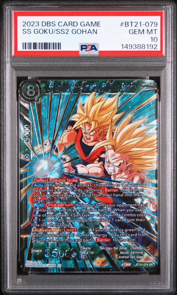 2023 #BT21-079 SS Son Goku & SS2 Son Gohan, Father-Son Solidarity PSA 10 Dragon Ball Super Card Game Series 21 Wild Resurgence