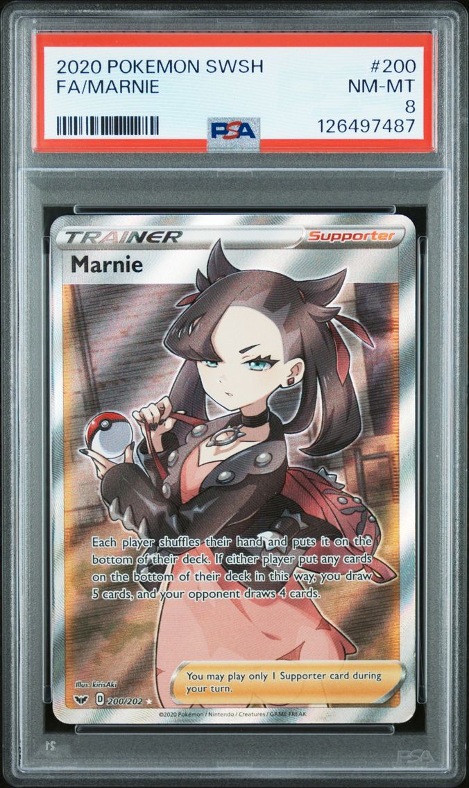 2020 #200 Full Art/Marnie PSA 8 Sword & Shield Pokemon