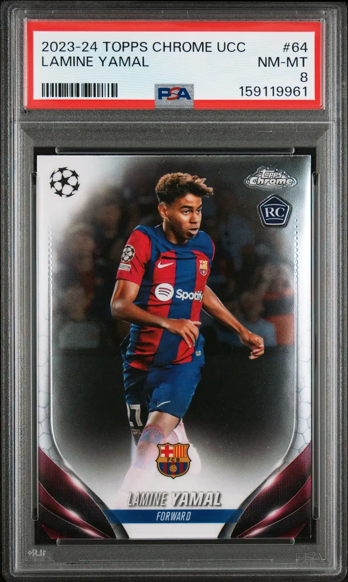 2023 #64 Lamine Yamal PSA 8 Topps Chrome UEFA Club Competitions