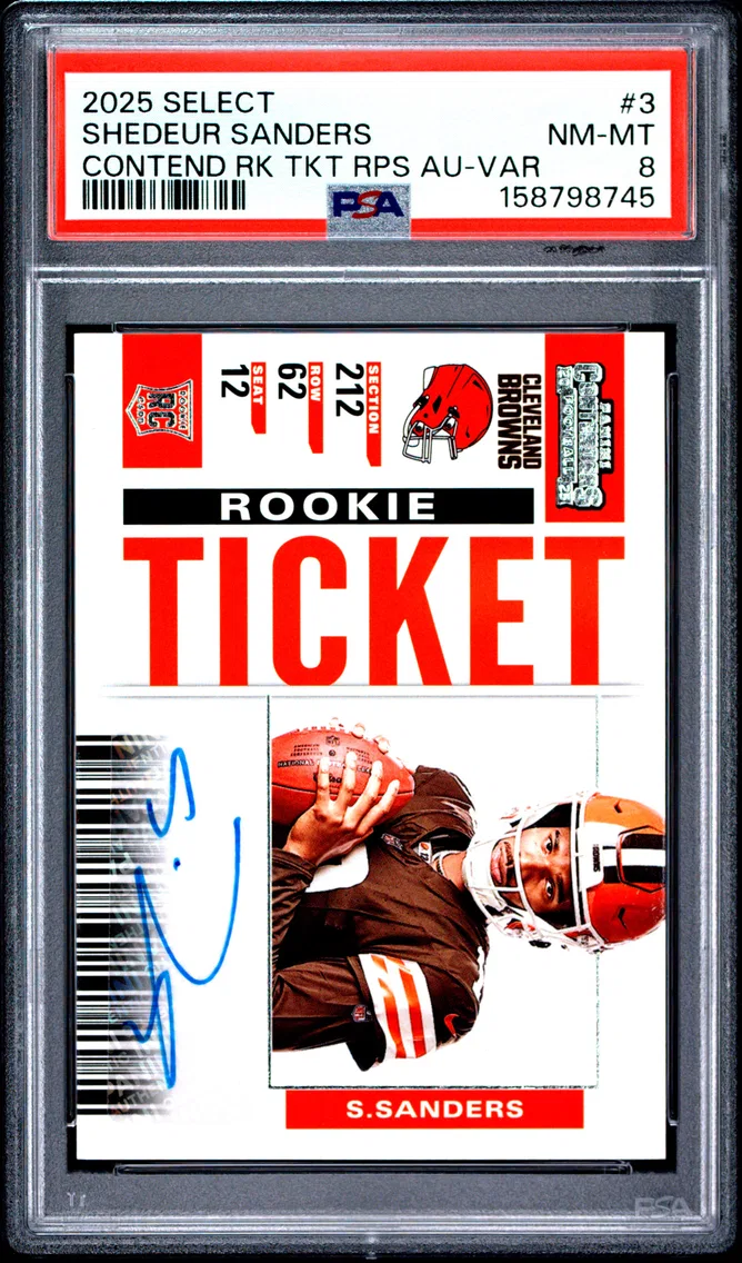 2025 #3 Shedeur Sanders PSA 8 Panini Select Contenders Rookie Ticket Rps Autographs