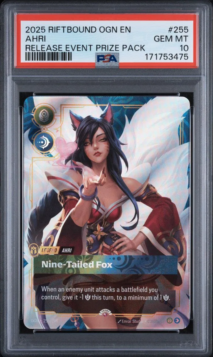 2025 #255 Ahri - Nine-Tailed Fox PSA 10 Riftbound: League of Legends Ogn-Origins