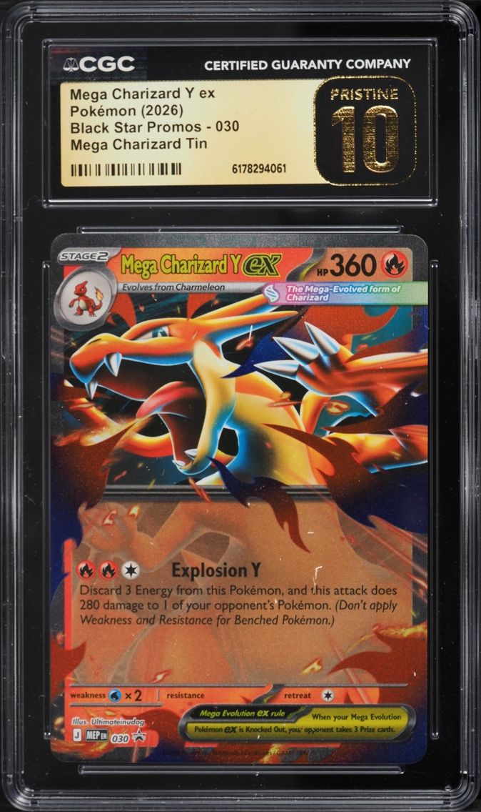 2026 Pokemon Mega Evolution Black Star Promo Tin Mega Charizard Y EX #30 CGC 10 PRISTINE