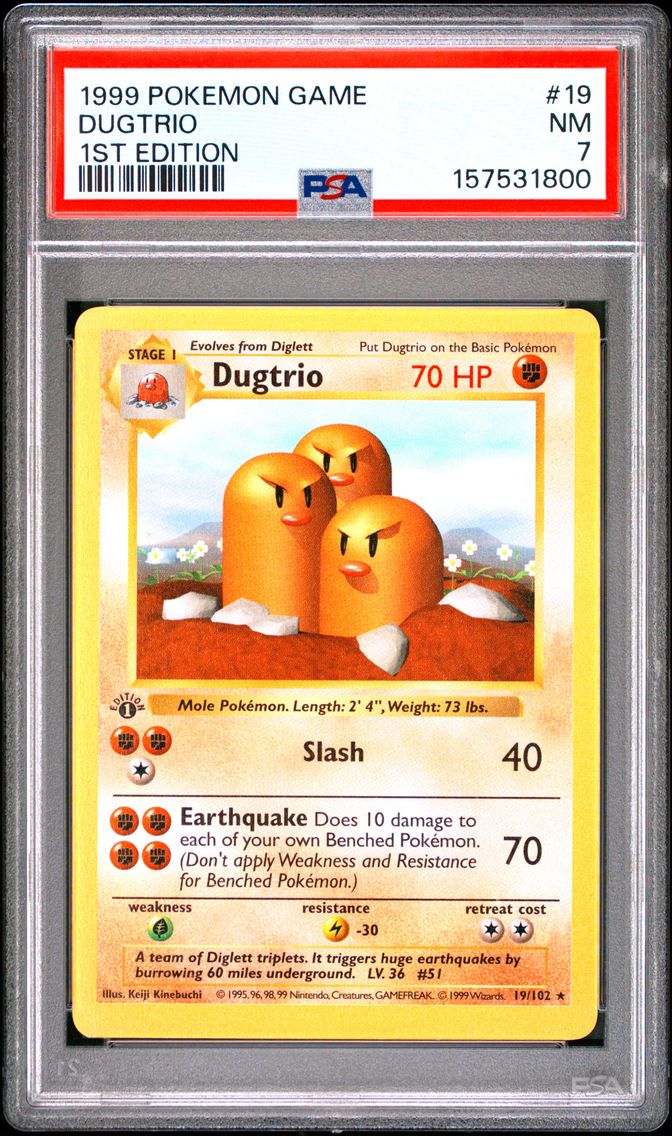 1999 #19 Dugtrio 1st Edition PSA 7 Game
