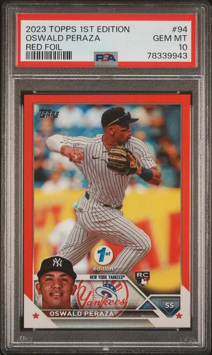 2023 #94 Oswald Peraza PSA 10 Topps 1st Edition