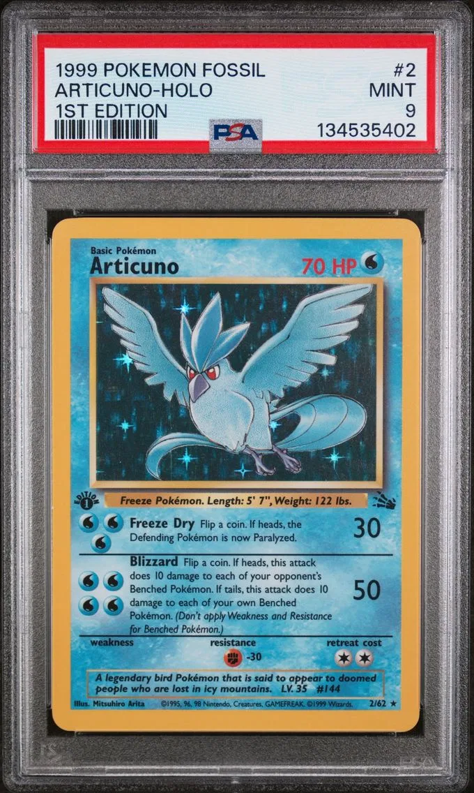 1999 #2 Articuno-Holo 1st Edition PSA 9 Fossil