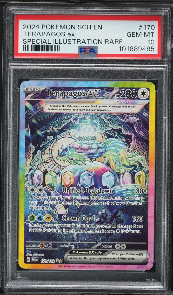 2024 #170 Terapagos EX PSA 10 Scr EN-Stellar Crown Pokemon