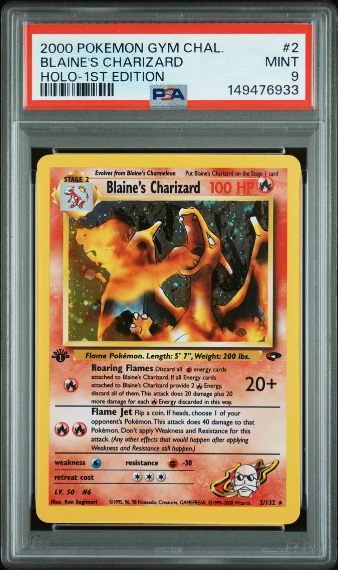 2000 #2 Blaine's Charizard Holo-1st Edition PSA 9 Gym Challenge Pokemon