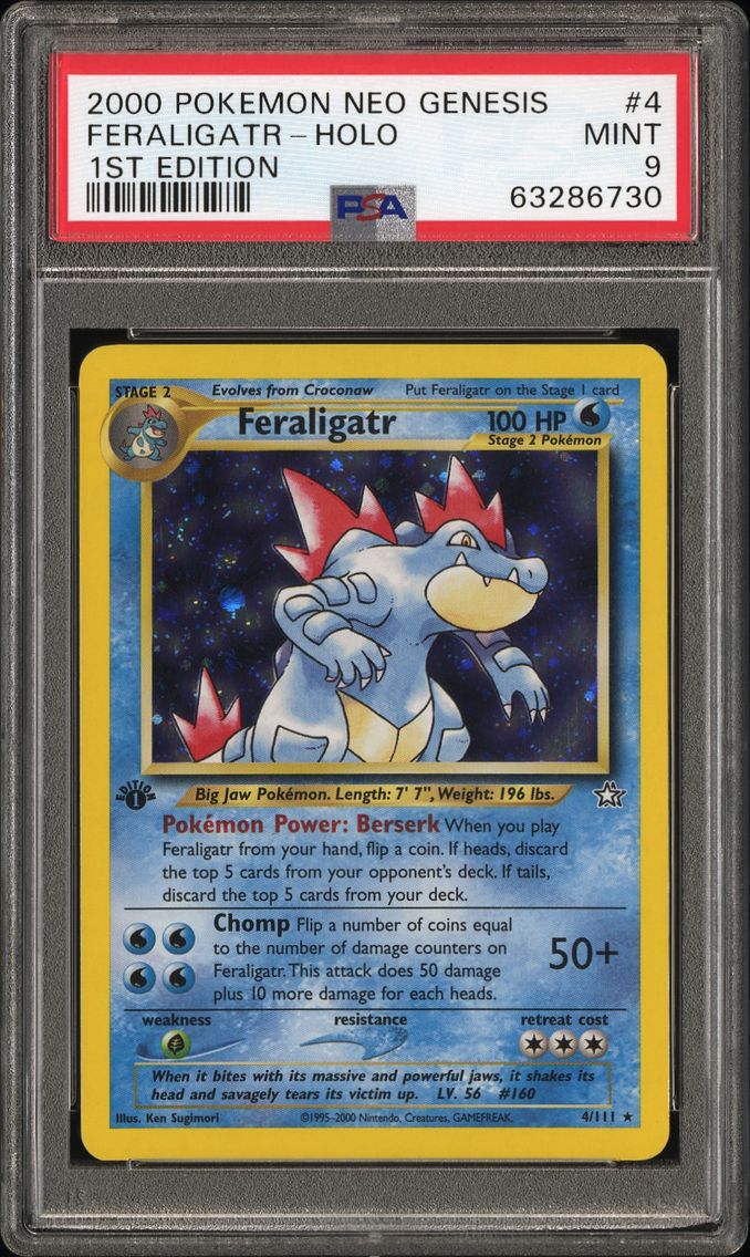2000 #4 Feraligatr-Holo PSA 9 Neo Genesis 1st Edition Pokemon
