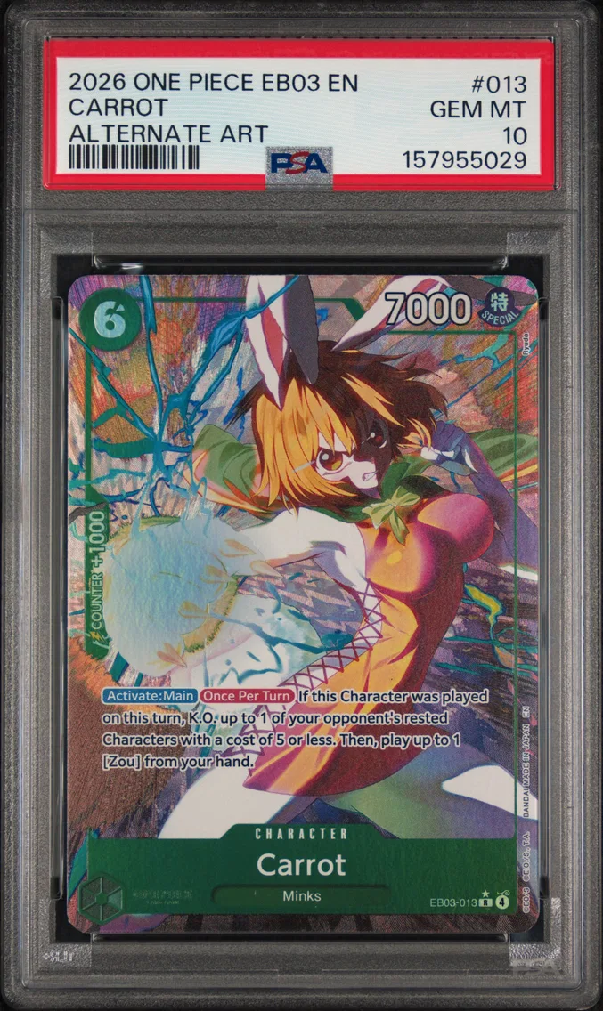 2026 #013 Carrot PSA 10 One Piece EB03-Extra Booster -One Piece Heroines Edition-