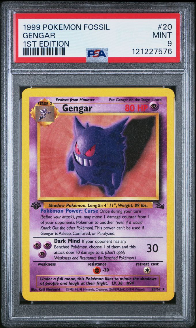 1999 #20 Gengar 1st Edition PSA 9 Fossil Pokemon