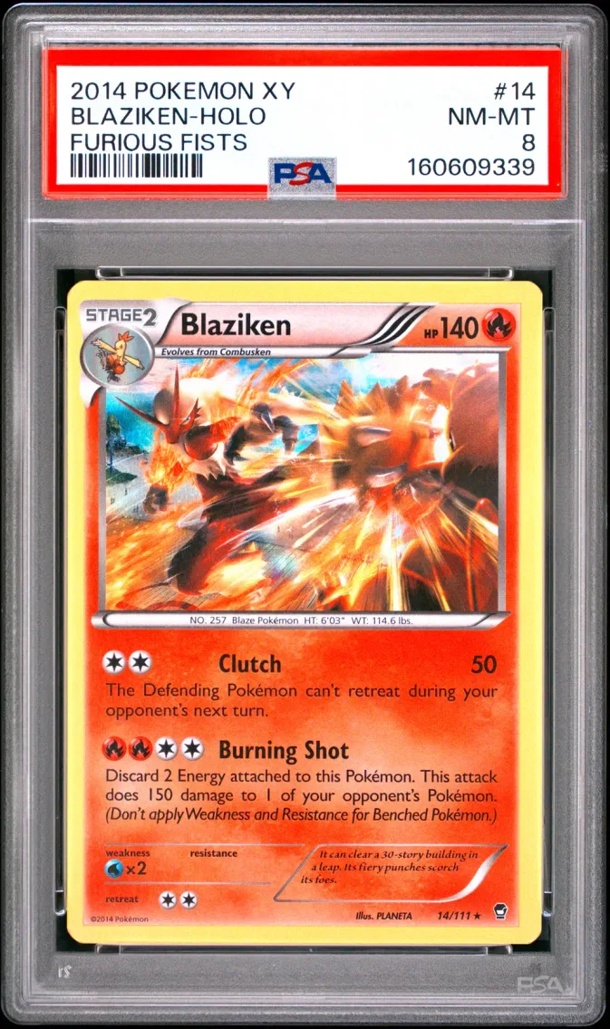 2014 #14 Blaziken-Holo PSA 8 XY Furious Fists