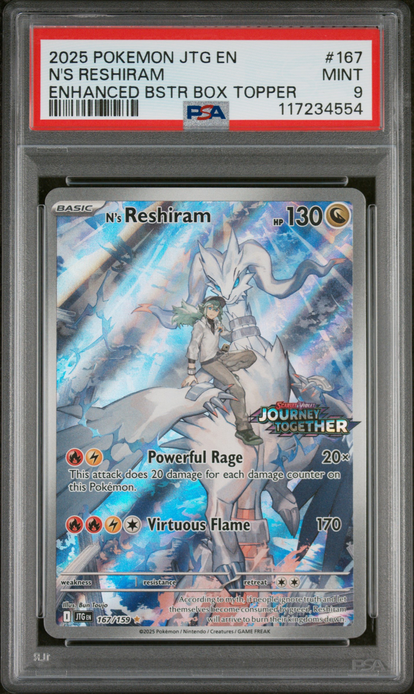 2025 #167 N'S Reshiram PSA 9 Jtg En-Journey Together