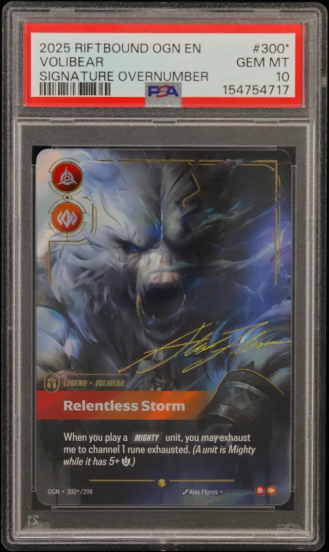 2025 #300* Volibear - Relentless Storm PSA 10 Riftbound: League of Legends Ogn-Origins
