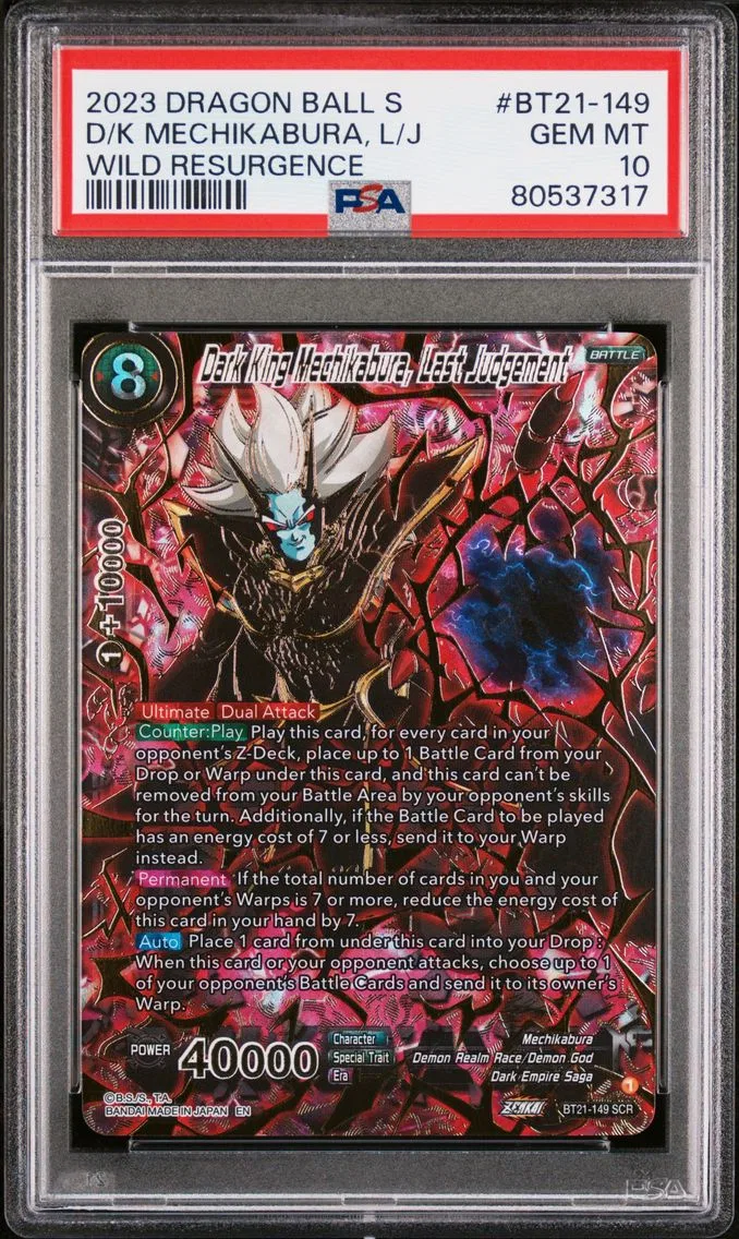 2023 #BT21-149 Dark King Mechikabura, Last Judgement PSA 10 Dragon Ball Super Card Game Series 21 Wild Resurgence