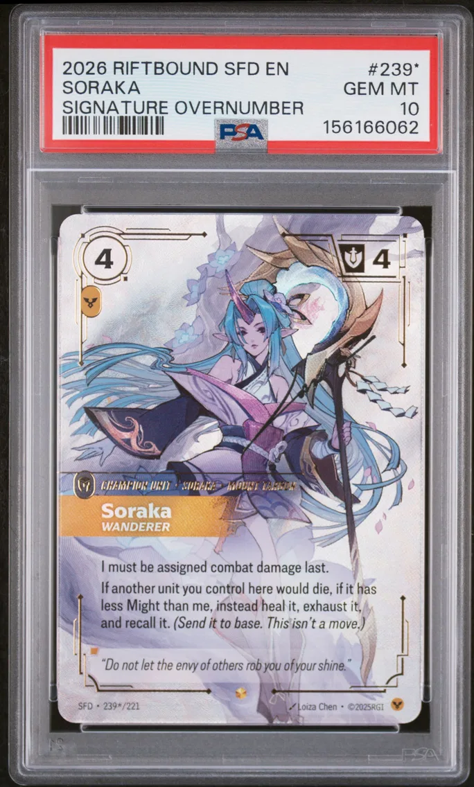 2026 #239* Soraka - Wanderer PSA 10 Riftbound: League of Legends Sfd-Spiritforged