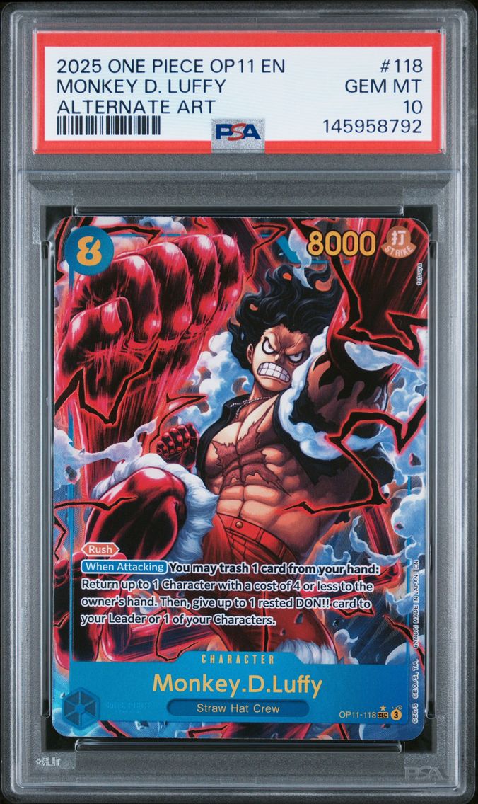 2025 #118 Monkey D. Luffy PSA 10 One Piece OP11-A Fist of Divine Speed